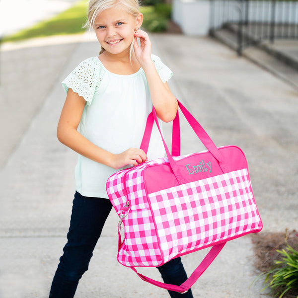 Monogrammed Check Kids Travel Bag – Southern Touch Monograms