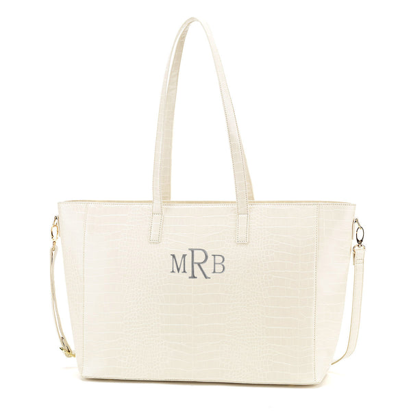 Monogrammed Ivory Crocodile Work Purse Southern Touch Monograms