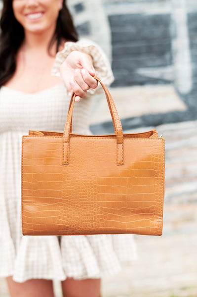 Monogrammed Camel Crocodile Purse
