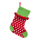 Monogrammed Red Dot Pom-Pom Knit Christmas Stocking