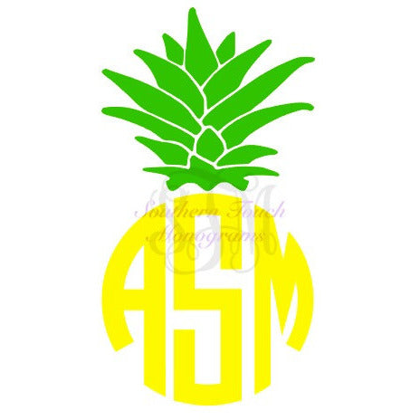 Monogrammed Pineapple Topper Vinyl Decal