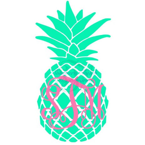 Monogrammed Two Tone Pineapple Vinyl Decal