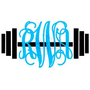 Monogrammed Barbell Vinyl Decal