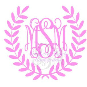 Monogrammed Laurel Wreath Vinyl Decal