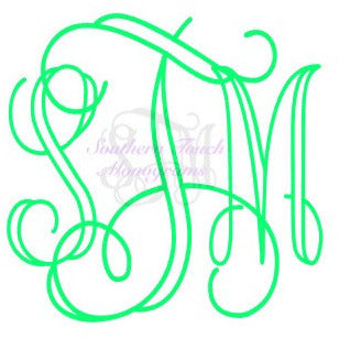 Monogrammed Vine Outline Vinyl Decal