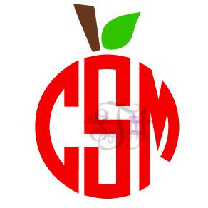 Monogrammed Apple Topper Vinyl Decal