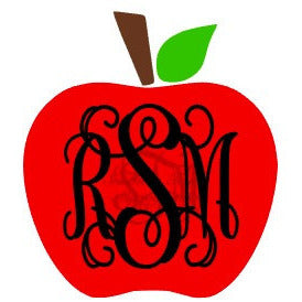 Monogrammed Apple Vinyl Decal