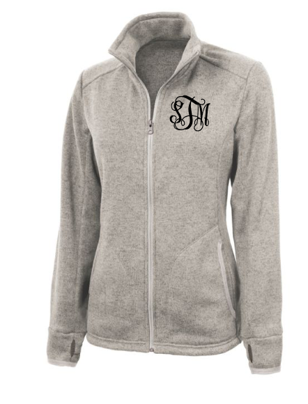 Monogrammed Heathered Fleece Jacket Southern Touch Monograms
