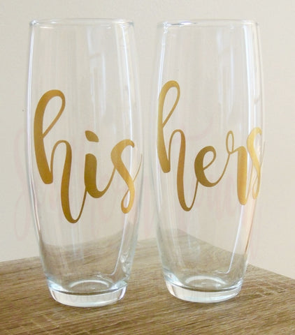 Personalized His and Hers Champagne Flutes