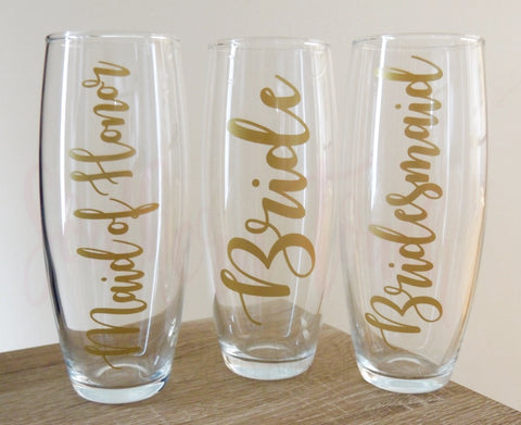 Personalized Bridal Party Champagne Flutes