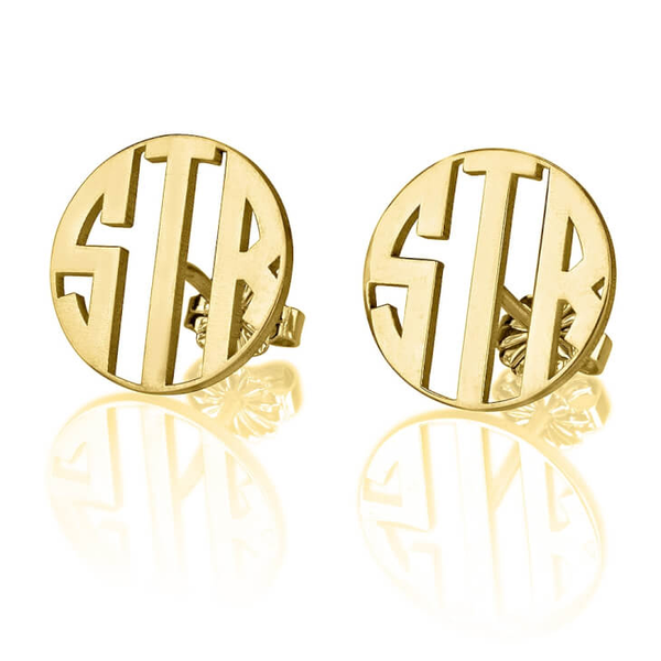 Monogrammed Circle Stud Earrings Southern Touch Monograms