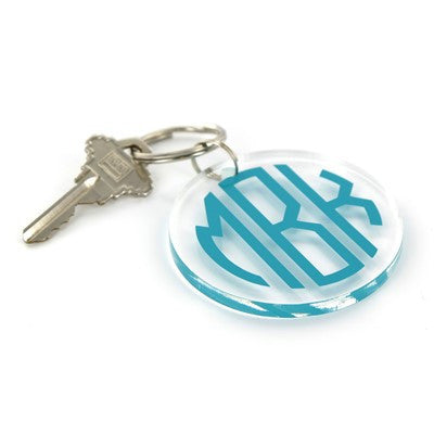 Teal & Foil Initial Keychain