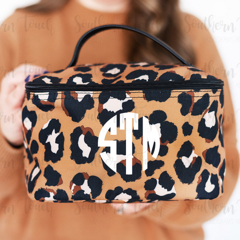 Monogrammed Spotlight Leopard Cosmetic Bag