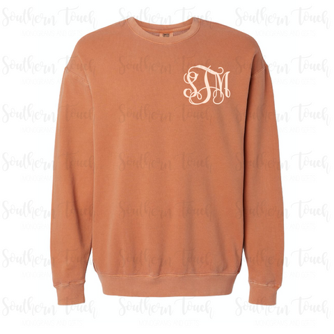 Monogrammed Lightweight Comfort Colors Crewneck Sweatshirt