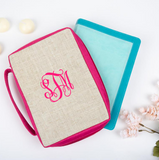 Monogrammed Linen Bible Cover