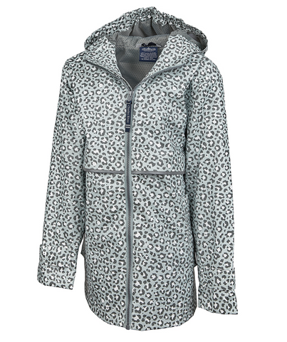 Monogrammed Leopard Print Girls New Englander Rain Jacket Southern Touch Monograms