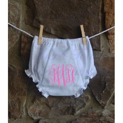 Monogrammed Ruffle Baby Bloomers
