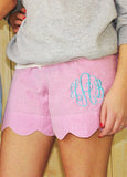 Monogrammed Seersucker Scallop Shorts