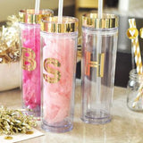 Monogramed Gold Single Initial Acrylic Tumbler