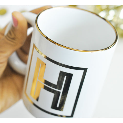 Monogramed Gold Single Initial Coffee Mug – Southern Touch Monograms