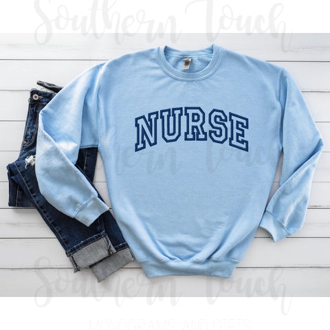 Embroidered Nurse Crewneck Sweatshirt