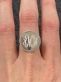 Monogrammed Engraved Sterling Silver Braided Rope Ring