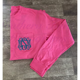 Monogrammed Long Sleeve Comfort Colors T-Shirt