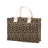 Monogrammed Burlap Leopard Tote Bag