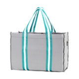 Monogrammed Teal Stripe Neoprene Tote Bag