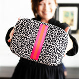 Orange and Hot Pink Leopard Neoprene Cosmetic Bag