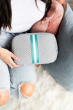 Teal Stripe Neoprene Cosmetic Bag