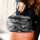 Monogrammed Black Camo Cosmetic Bag