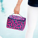 Monogrammed Hot Pink Leopard Cosmetic Bag