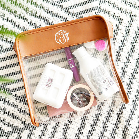 Monogrammed Camel Jet Setter Toiletry Bag