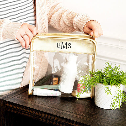 Monogrammed Gold Jet Setter Toiletry Bag