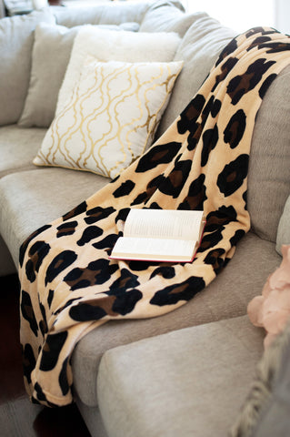 Monogrammed Leopard Plush Blanket