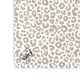 Monogrammed Natural Leopard Plush Blanket