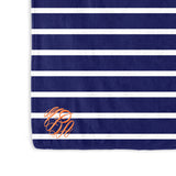 Monogrammed Navy and White Stripe Plush Blanket