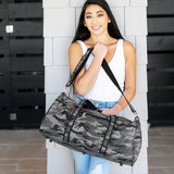 Monogrammed Black Camo Duffel Bag