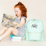 Monogrammed Mint Nylon Kids Backpack