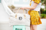 Monogrammed Natural Leopard Travel Bag