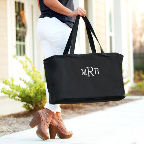 Monogrammed Black Ultimate Tote Bag