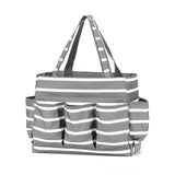 Monogrammed Grey Stripe Carry All Bag