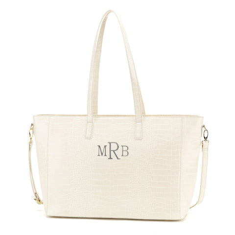 Monogrammed Ivory Crocodile Work Purse – Southern Touch Monograms