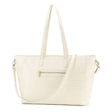 Monogrammed Ivory Crocodile Work Purse