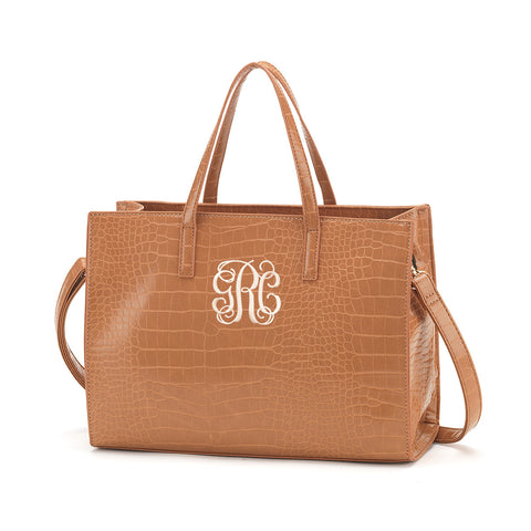 Monogrammed Camel Crocodile Purse