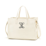 Monogrammed Ivory Crocodile Purse