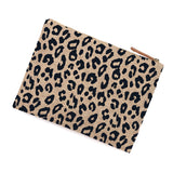 Monogrammed Burlap Leopard Zip Pouch