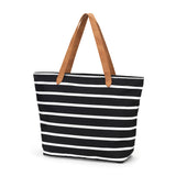 Monogrammed Black Stripe Tote Bag