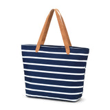 Monogrammed Navy Stripe Tote Bag